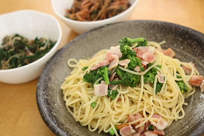 春を満喫【菜の花とベーコンのパスタ】